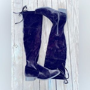 Target A New Day Sidney Velvet Over the Knee Zipper Tie Boots in Black (Size 10)